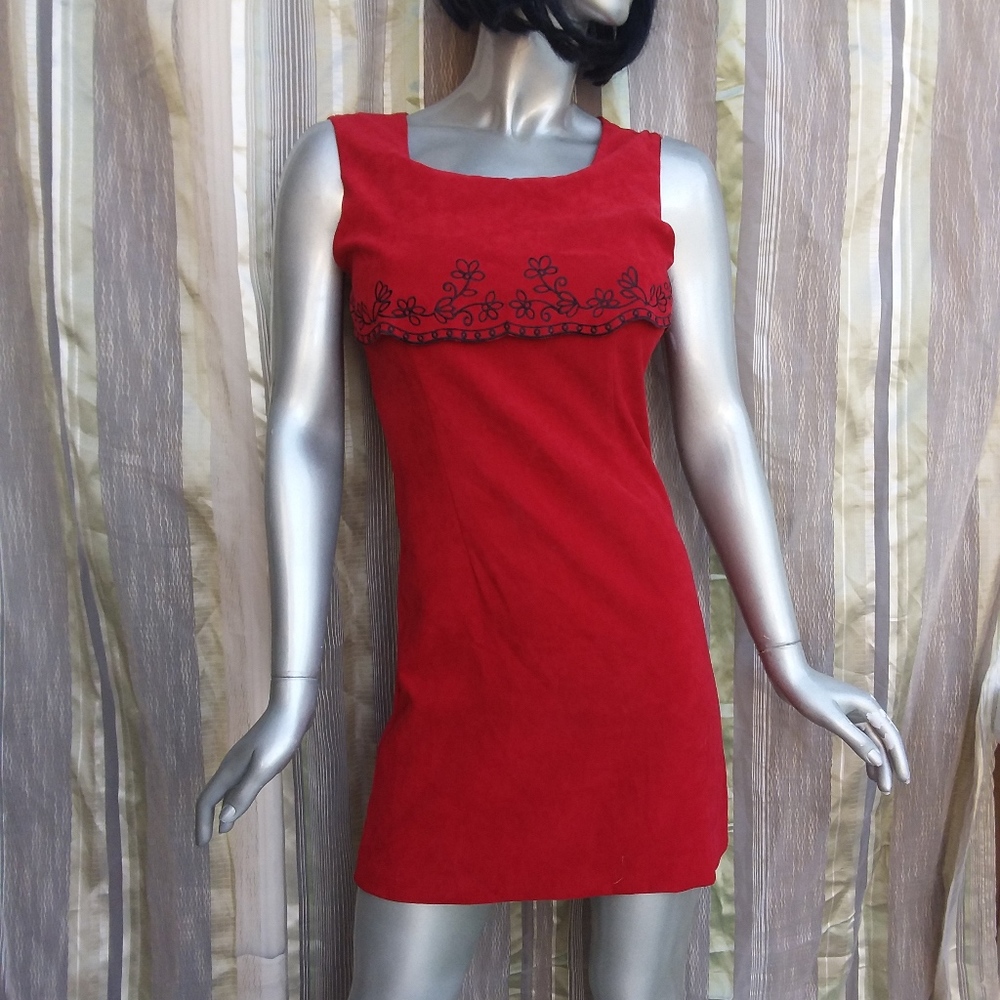 Small Shift Dress Red Sleeveless 90s Retro Super Cute!